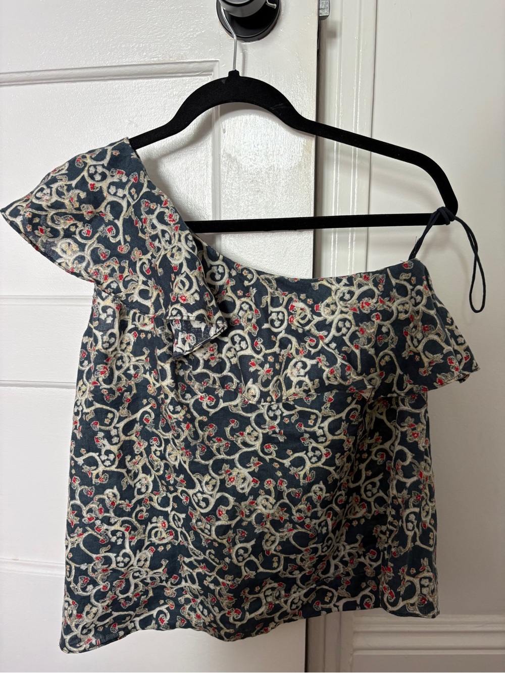 Floral One-Shoulder Women’s Dress Top - Navy